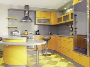 Kollane köök interjööri